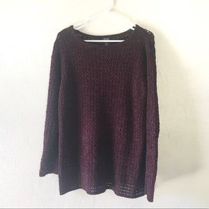 Eileen Fisher Silk Burgundy Loose Knit Sweater